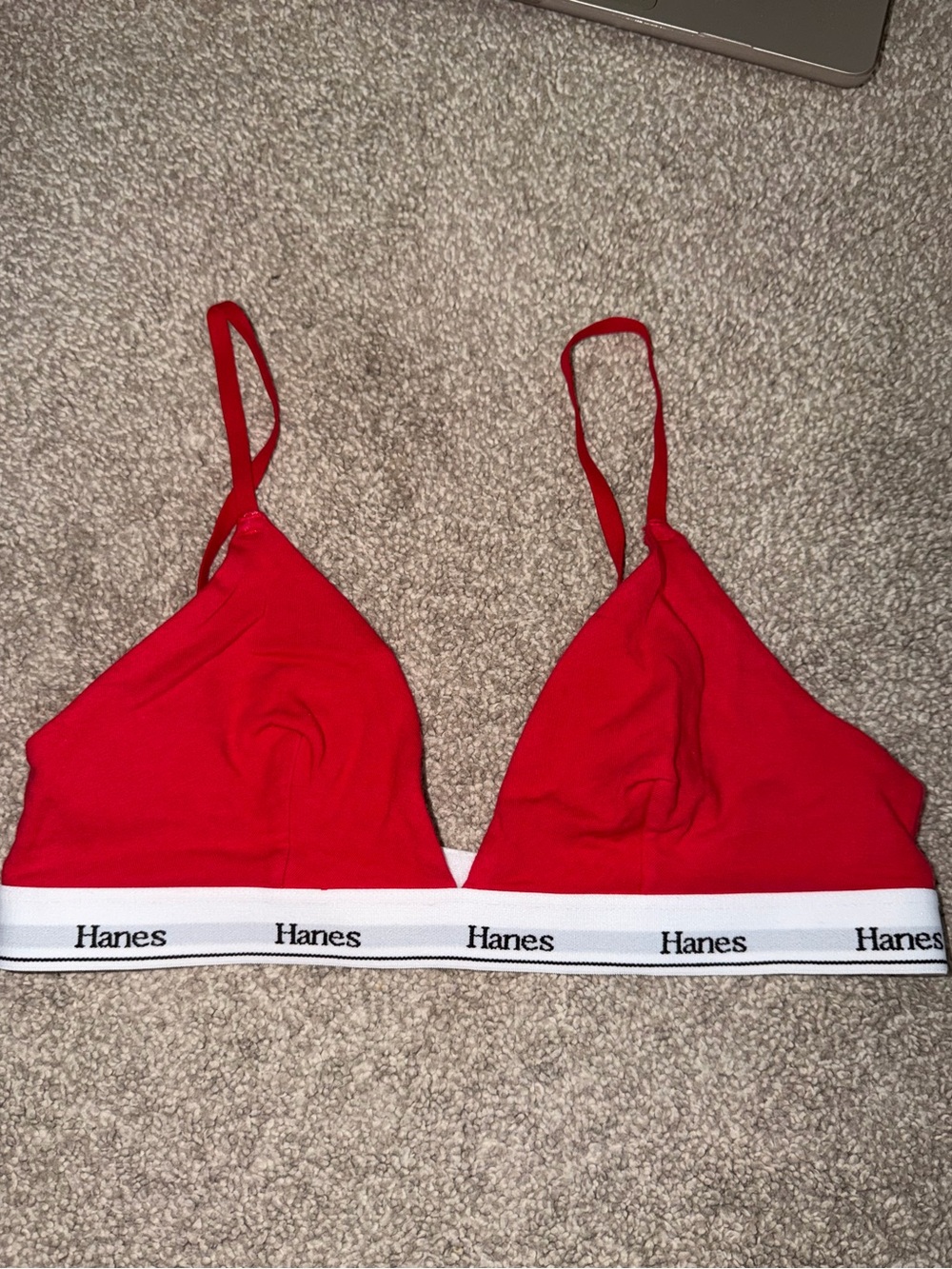 Hanes Red Triangle Bralette with White Logo Band